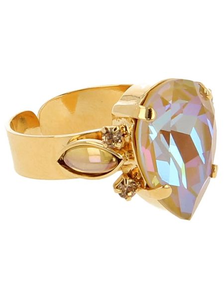 Otazu Pozłacany pierścionek z kryształami Swarovski rozmiar: onesize. Żółte pierścionki damskie Otazu, z kryształem, pozłacane. Za 175.45 zł.