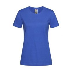 Damska Klasyczna Koszulka Organiczna O Dopasowanym Kroju. Niebieskie t-shirty damskie Stedman, xs, bez wzorów, bez kołnierzyka. Za 41.99 zł.