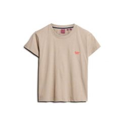 T-shirt dopasowany z logo dla kobiet Superdry Essential. Szare t-shirty damskie Superdry., bez wzorów, bez kołnierzyka. W wyprzedaży za 113.10 zł.