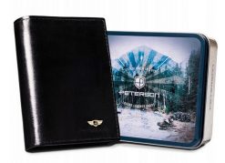 Portfel męski Peterson [DH] PTN 333-P czarny. Czarne portfele męskie Peterson, bez wzorów, ze skóry. Za 100.99 zł.