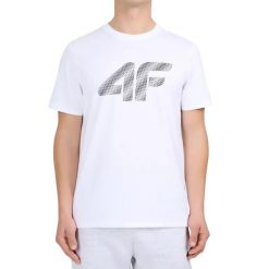 Koszulka męska 4F - bawełniany T-shirt, regular fit. Białe t-shirty męskie 4f, m, bez wzorów, z bawełny, bez kołnierzyka. Za 59.99 zł.