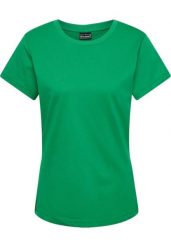 Koszulka damska Hummel Red Basic. Zielone bluzki sportowe damskie HUMMEL, s, z bawełny, bez kołnierzyka, bez ramiączek. Za 107.50 zł.
