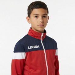 Kurtka sportowa Bolivia czerwona-niebieska. Czerwone kurtki treningowe męskie Legea, m, z aplikacjami, z poliesteru, na fitness i siłownię. Za 72.00 zł.