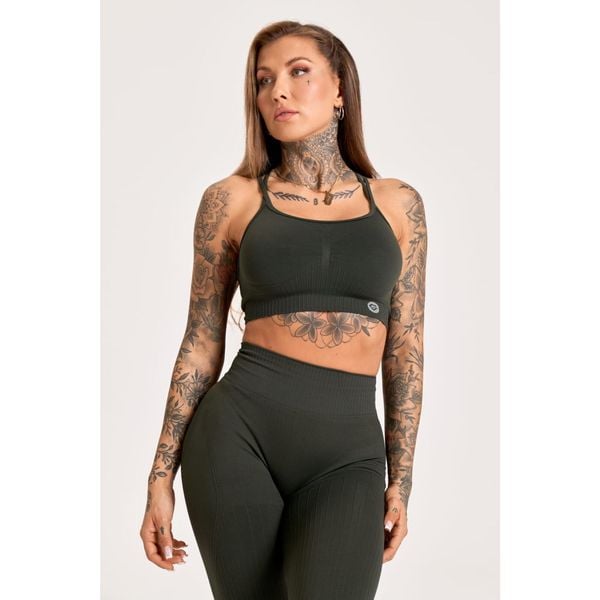 Stanik fitness cardio damski Gym Glamour push up 2.0. Brązowe biustonosze sportowe damskie GYM GLAMOUR, bez wzorów. Za 159.99 zł.