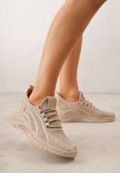 Ciemnobeżowe Sznurowane Buty Sportowe na Grubszej Podeszwie Unamarie. Brązowe buty sportowe na co dzień damskie Born2be, bez wzorów, z dresówki, trekkingowe. Za 64.99 zł.