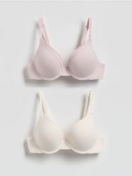 Biustonosz push up 2 pack - pastelowy róż. Czerwone biustonosze Reserved, bez wzorów, z dzianiny. Za 89.99 zł.