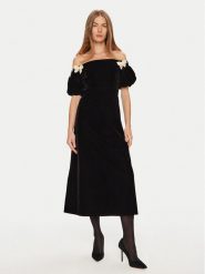 Eleh Sukienka koktajlowa E00202 Czarny Regular Fit. Czarne sukienki damskie Eleh, xs, bez wzorów, z syntetyku, wizytowe, bez kołnierzyka, bez ramiączek. Za 519.99 zł.