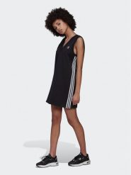 Adidas Sukienka dzianinowa adicolor Classics HM2134 Czarny Relaxed Fit. Czarne sukienki damskie Adidas, bez wzorów, z bawełny, bez kołnierzyka, bez ramiączek. Za 329.99 zł.