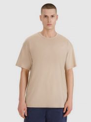 4F T-shirt oversize gładki męski - brązowy S. Brązowe t-shirty męskie 4f, m, bez wzorów, z bawełny, bez kołnierzyka. W wyprzedaży za 59.99 zł.