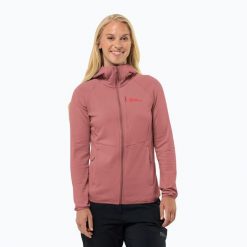 Bluza polarowa damska Jack Wolfskin Kolbenberg Hooded Fz. Czerwone bluzy bez kaptura damskie Jack Wolfskin, z polaru. Za 439.99 zł.