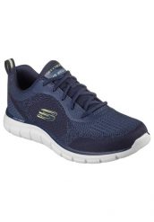 Buty sportowe męskie Skechers Track Glendor. Niebieskie buty sportowe na co dzień męskie Skechers, z materiału, bez zapięcia, trekkingowe. Za 239.99 zł.