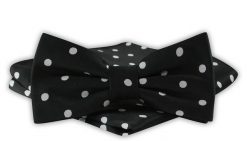 Mucha Męska z Poszetką - Alties - Czerń w Białe Grochy. Białe krawaty i muchy męskie Alties, bez wzorów, eleganckie. Za 54.00 zł.