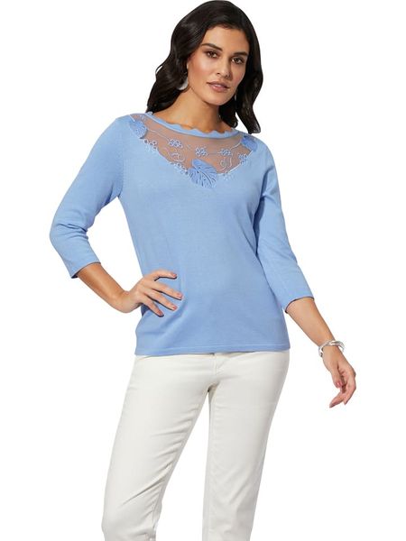 Creation L Sweter w kolorze błękitnym rozmiar: 42. Niebieskie swetry klasyczne damskie creation L, l, bez kołnierzyka. Za 72.95 zł.