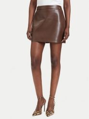 Guess Spódnica z imitacji skóry W6YD09 W2902 Brązowy Regular Fit. Brązowe spódniczki damskie Guess, xs, z aplikacjami, ze skóry. Za 344.99 zł.