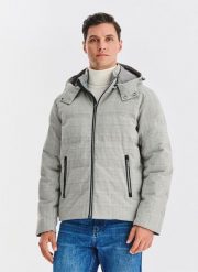 PAKO LORENTE – Szara kurtka w kratę z odpinanym kapturem. Szare kurtki męskie Pako Lorente, na zimę, m, bez wzorów, z elastanu. Za 499.99 zł.