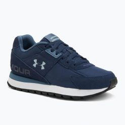 Buty treningowe męskie Under Armour Essential Runner washed navy/nu blue. Niebieskie buty fitness męskie Under Armour, na fitness i siłownię. Za 329.99 zł.