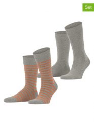 ESPRIT Skarpety (2 pary) "Fine Stripe" w kolorze szaro-pomarańczowym rozmiar: 43-46. Pomarańczowe skarpetki męskie Esprit, bez wzorów, ze splotem. Za 52.67 zł.
