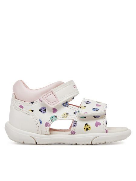 Geox Sandały B Sandal Zapito B556FC 000BC C0653 Biały. Białe sandały dziewczęce Geox, ze skóry, bez zapięcia. Za 199.99 zł.