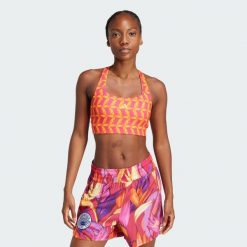 Biustonosz adidas x FARM Rio Medium-Support. Brązowe biustonosze sportowe damskie Adidas, bez wzorów, z materiału. W wyprzedaży za 149.40 zł.