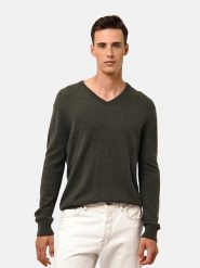 Just Cashmere Kaszmirowy sweter "Walt" w kolorze ciemnozielonym rozmiar: M. Zielone swetry męskie Just Cashmere, m, bez wzorów, z kaszmiru, bez kołnierzyka. Za 543.90 zł.