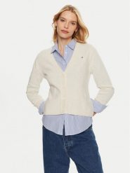 Tommy Hilfiger Kardigan WW0WW43092 Beżowy Regular Fit. Brązowe kardigany damskie Tommy Hilfiger, xl, bez wzorów, z wełny. Za 359.99 zł.