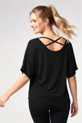 Bluzka do tańca i fitness damska Kizomba black 2skin. Czarne bluzki sportowe damskie 2SkIN, z dresówki, bez kołnierzyka, bez ramiączek. Za 129.00 zł.