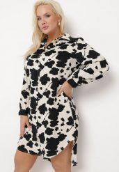 Biało-Czarna Sukienka Koszulowa z Abstrakcyjnym Wzorem i Podwijanymi Rękawami Grailuna. Białe sukienki damskie Born2be, plus size, bez wzorów, bez kołnierzyka, plus size, bez ramiączek, midi, koszulowe. W wyprzedaży za 55.99 zł.