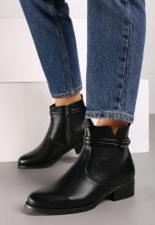 Czarne Płaskie Botki Sztyblety z Ozdobnymi Paskami Verissha. Czarne botki damskie Born2be, z jeansu, eleganckie, bez obcasa, na obcasie, bez zapięcia. Za 129.99 zł.