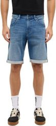 Męskie Szorty Mustang Style Chicago Shorts Z Denim Blue 1017455 5000 583. Niebieskie szorty męskie Mustang, z denimu, bez kołnierzyka. W wyprzedaży za 79.99 zł.