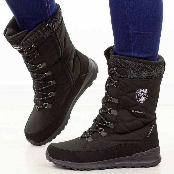 Czarne zimowe śniegowce damskie z membraną American Club Softshell Sn80/25. Czarne kurtki softshell damskie American CLUB, s, bez wzorów, z jeansu, bez kaptura. Za 259.00 zł.