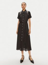 Pinko Sukienka koszulowa Encanto 103745 A1XM Czarny Regular Fit. Czarne sukienki damskie Pinko, bez wzorów, z bawełny, bez kołnierzyka, bez ramiączek, koszulowe. Za 519.99 zł.