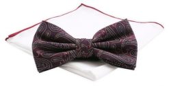 Mucha CHATTIER z Białą Poszetką - Bordo w Duże Paisley. Czerwone krawaty i muchy męskie Chattier, bez wzorów, z poliesteru, eleganckie. Za 59.00 zł.