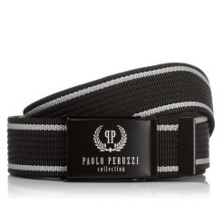 Pasek parciany PAOLO PERUZZI PW-10-105 cm czarny. Czarne paski męskie Paolo Peruzzi, bez wzorów, z materiału. Za 34.99 zł.