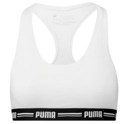 Stanik fitness cardio Puma Racer Back Top 1P Hang. Białe biustonosze sportowe damskie Puma, xs, bez wzorów, z bawełny, bez ramiączek. Za 87.25 zł.