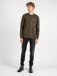Les Hommes Sweter | LKK102-606A | Classic Fit Jumper | Mężczyzna | Khaki, Wojskowa Zieleń. Brązowe swetry męskie Les Hommes, m, bez wzorów, z bawełny, bez kołnierzyka. W wyprzedaży za 719.00 zł.