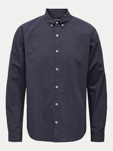 Only & Sons Koszula Pete 22033255 Granatowy Regular Fit. Niebieskie koszule męskie Only & Sons, l, bez wzorów, z bawełny, bez kołnierzyka, bez ramiączek. Za 69.99 zł.