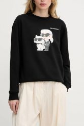 KARL LAGERFELD Czarna damska bluza Ikon Duo, Rozmiar L. Czarne bluzy bez kaptura damskie Karl Lagerfeld, l, z bawełny. W wyprzedaży za 869.99 zł.