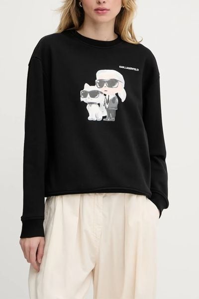 KARL LAGERFELD Czarna damska bluza Ikon Duo, Rozmiar L. Czarne bluzy bez kaptura damskie Karl Lagerfeld, l, z bawełny. W wyprzedaży za 869.99 zł.