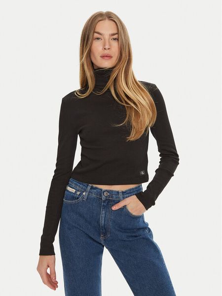 Calvin Klein Jeans Golf J20J224196 Czarny Regular Fit. Czarne golfy damskie Calvin Klein Jeans, xxl, bez wzorów, z bawełny, bez ramiączek. Za 199.99 zł.