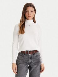 Tommy Jeans Golf Essential DW0DW21672 Écru Regular Fit. Golfy damskie Tommy Jeans, m, bez wzorów, z bawełny, bez ramiączek. Za 389.99 zł.
