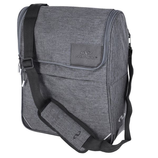 Torba miejska Glenbury. Szare torby męskie na ramię NORCO, z aplikacjami, bez dodatków. Za 419.90 zł.