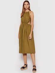 Sisley Sukienka letnia 4JOZLV00U Brązowy Regular Fit. Brązowe sukienki damskie SISLEY, na lato, bez wzorów, z bawełny, bez kołnierzyka, bez ramiączek. Za 419.99 zł.