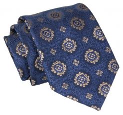 Krawat - ALTIES - Duże Grochy, Granatowy. Niebieskie krawaty i muchy męskie Alties, bez wzorów, z tkaniny, eleganckie. Za 49.00 zł.
