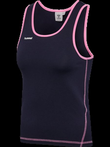 Hummel Top hmlI-D EASY TOP bez rękawów bawełna organiczna NIGHT SKY. Niebieskie topy sportowe damskie HUMMEL, xl, bez wzorów, z bawełny, bez ramiączek. Za 142.00 zł.