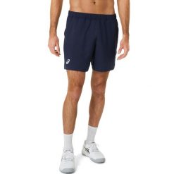 Szorty Asics Court 7 in. Niebieskie szorty męskie Asics, bez wzorów, z materiału, klasyczne. Za 219.00 zł.
