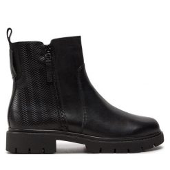 Botki Tamaris. Czarne botki damskie Tamaris, bez obcasa, na płaskiej podeszwie, bez zapięcia. Za 469.99 zł.