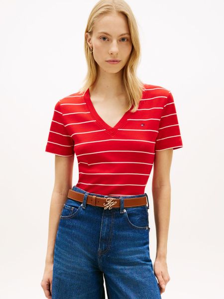 Tommy Hilfiger Koszulka Kobiety Bawełna czerwony, M. Czerwone t-shirty damskie Tommy Hilfiger, m, bez wzorów, z bawełny, bez kołnierzyka. Za 179.95 zł.