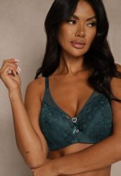 Ciemnozielony Biustonosz z Koronki z Sercem z Cyrkonii Adrievianna. Zielone biustonosze Renee, bez wzorów, z koronki. Za 39.99 zł.