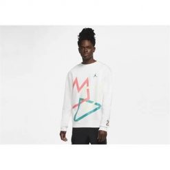 Bluza sportowa męska Nike Air Jordan Sport. Białe bluzy bez kaptura męskie Nike, bez wzorów, sportowe, bez kołnierzyka, bez ramiączek. Za 399.99 zł.