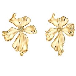 Yokoamii Kolczyki kwiat z pozlacanej stopu metali 1 ct Damski. Żółte kolczyki damskie Yokoamii, pozłacane, na sztyftcie. Za 159.99 zł.